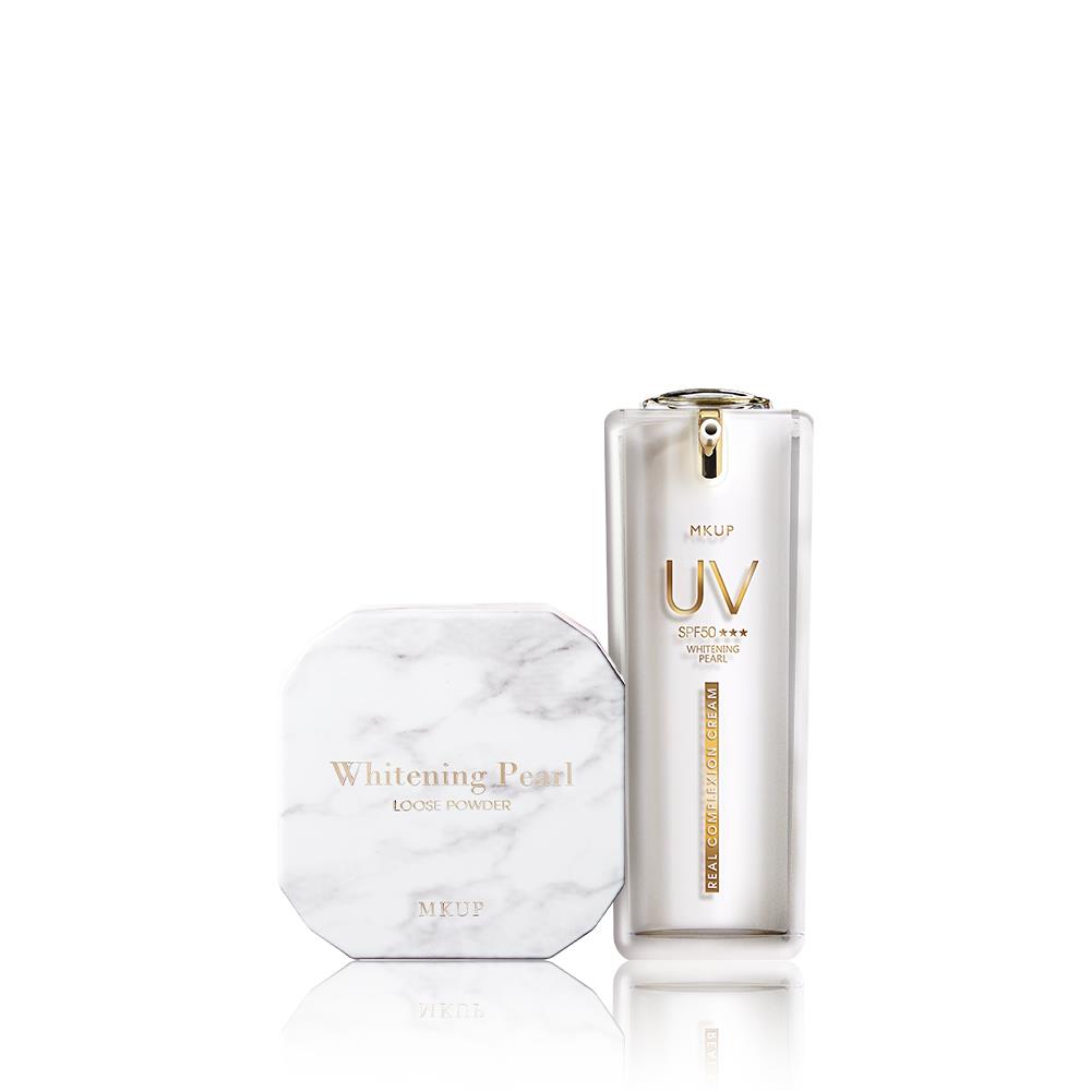 【素顏必備】頂級白珍珠UV素顏霜SPF50★★★ 30ML + 輕裸透白珍珠蜜粉