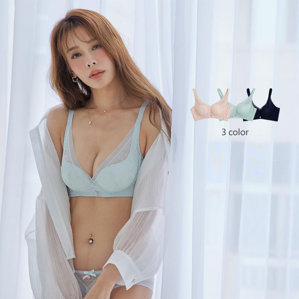 成套組▸水仙子小胸集中爆乳無鋼圈內衣-湖水綠VC維娜368875