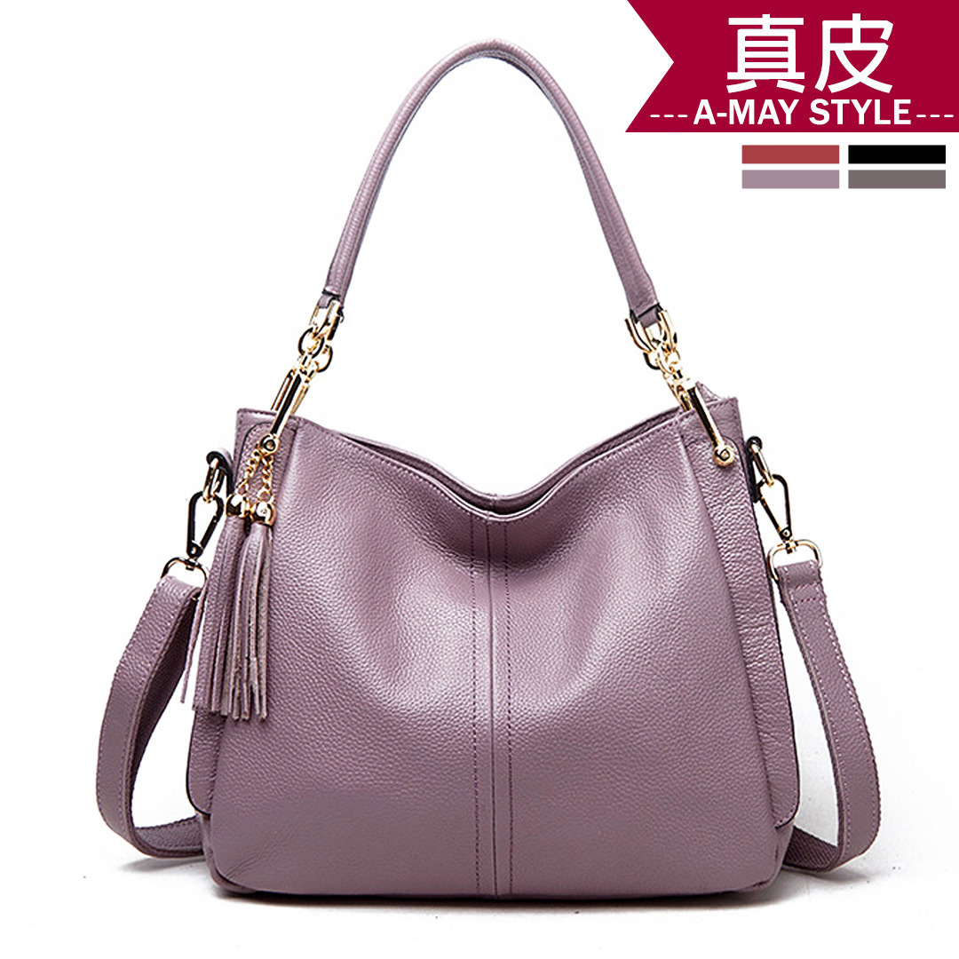 真皮包-軟面牛皮簡約流蘇手提肩背包【XBO7217122】＊艾美時尚(現 預)