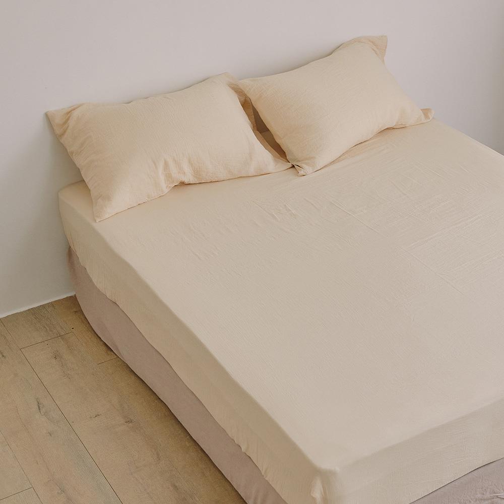 床包+枕套-加大 / 色織雙層紗 / 香草黃