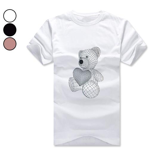 情侶短T恤 MIT韓版手繪3D愛心玩偶熊純棉短袖上衣(3色) 現+預【NW621065】