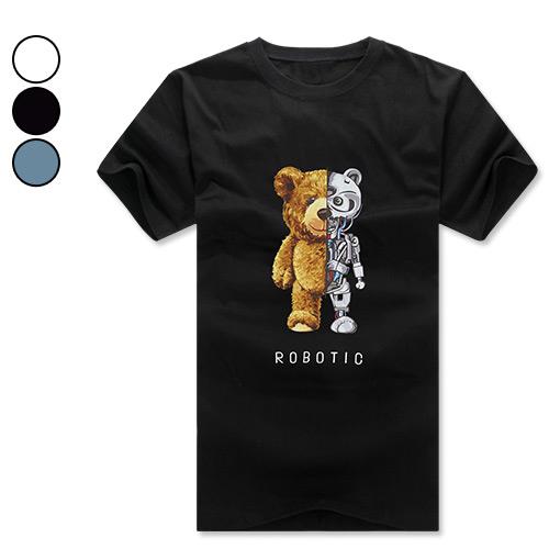 情侶短T恤 MIT韓版機械玩偶熊字母T純棉短袖上衣(3色) 現+預【NW621067】