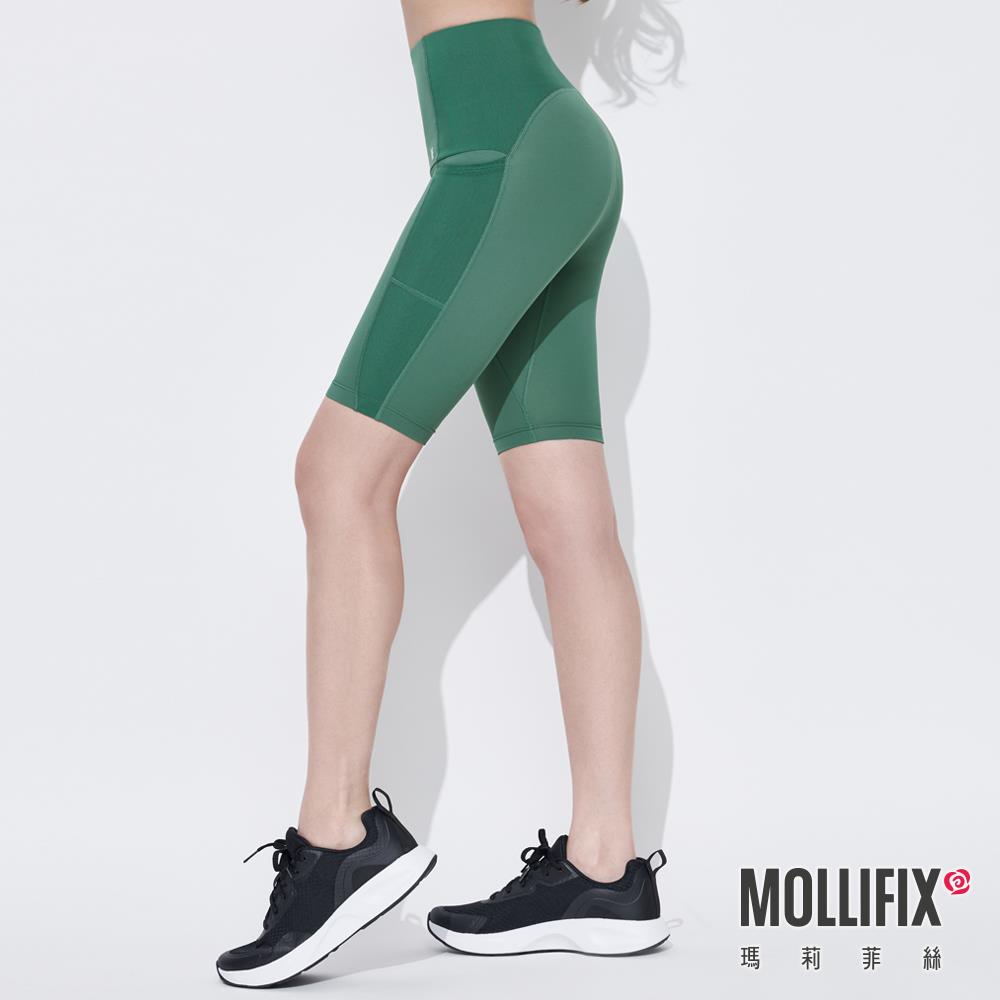 MOLLIFIX 瑪莉菲絲 高彈力訓練五分褲 (森綠)