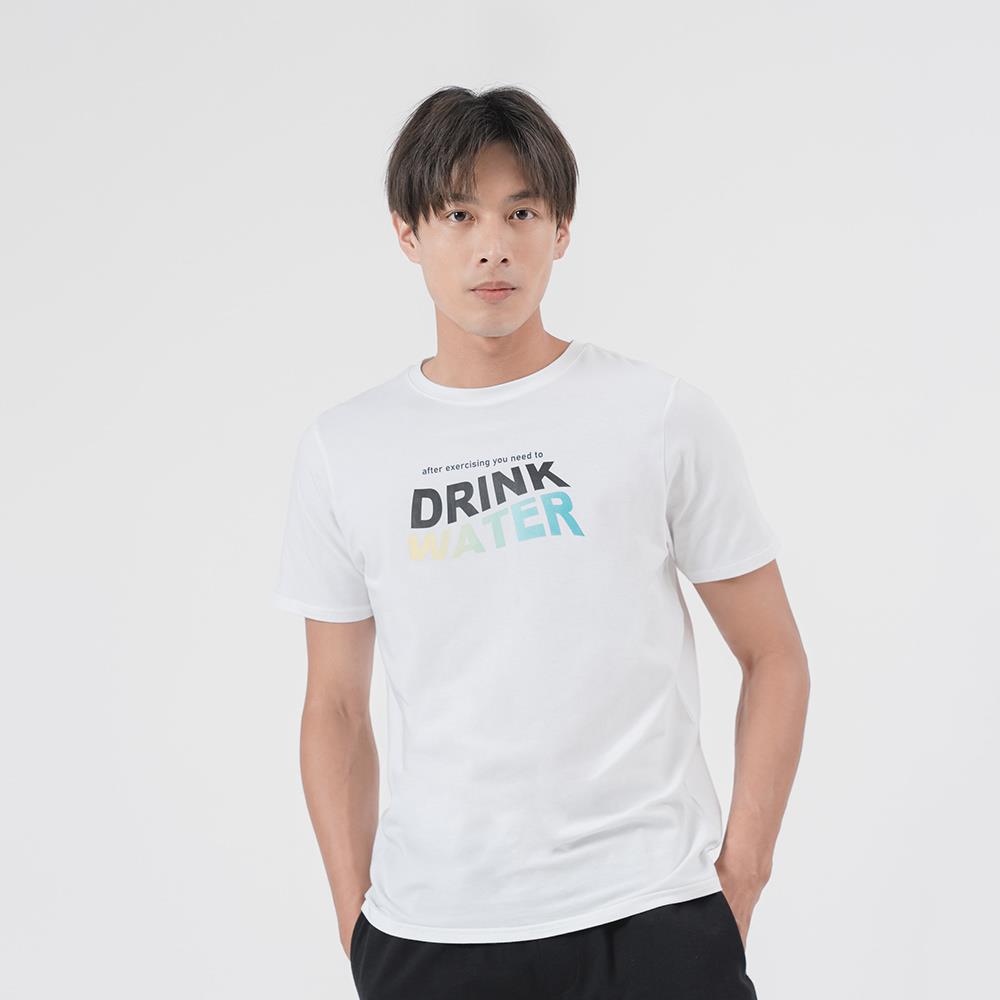 【 任 3 件 $888 】男女同款 多喝水漸層中性印花 T 恤 - 白色