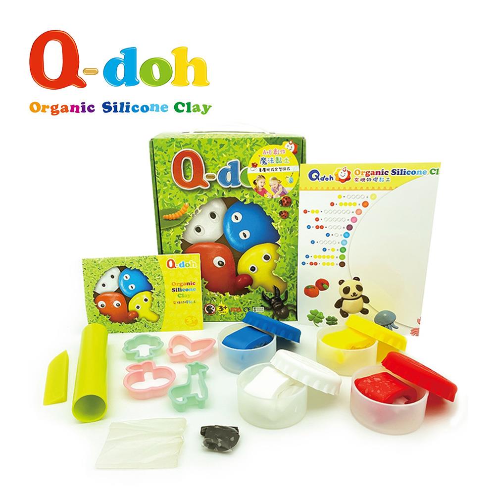 【Q-doh】A+B定型矽膠有機黏土｜定型魔法(4色工具組)