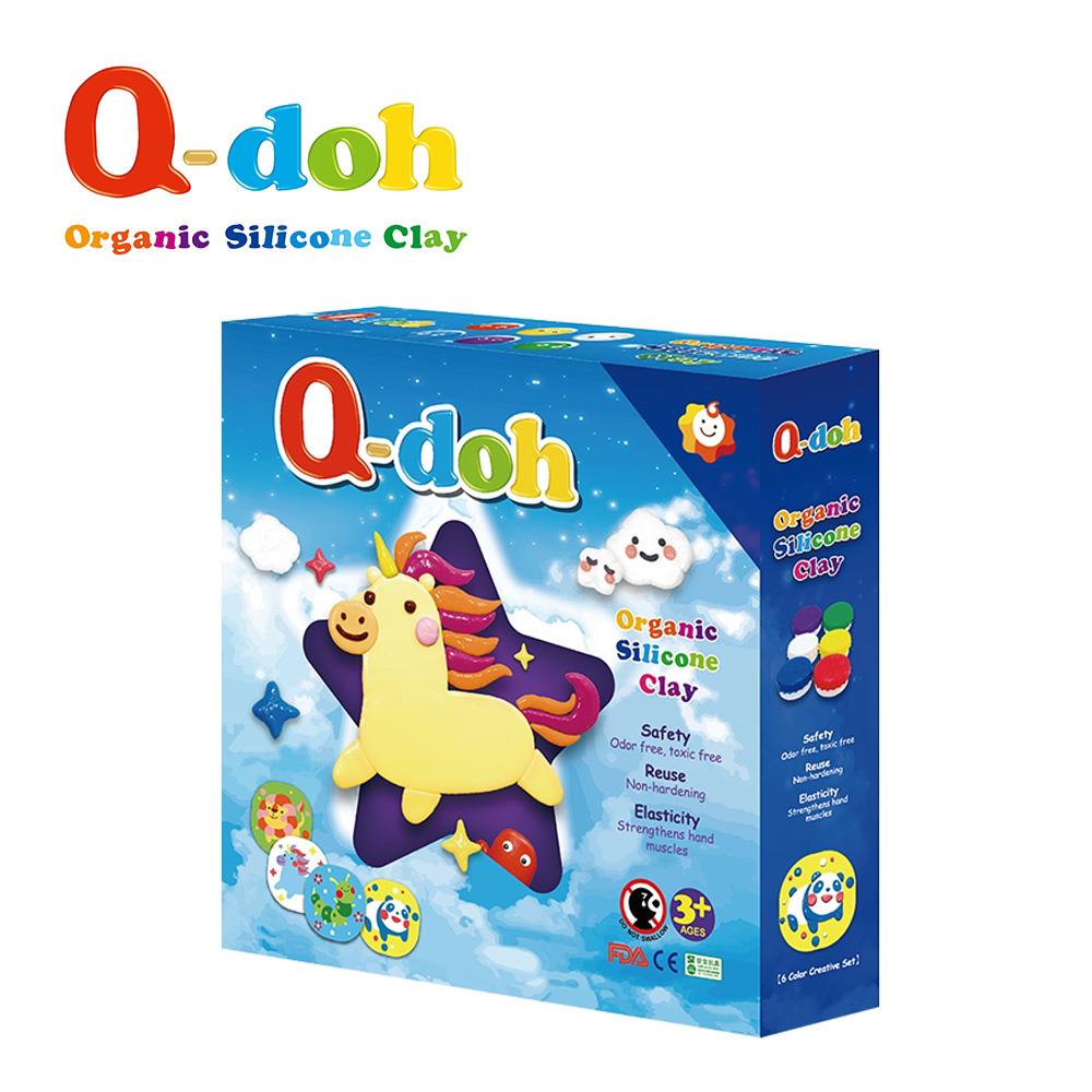 【Q-doh】A+B定型矽膠有機黏土｜定型魔法(6色創作板組)