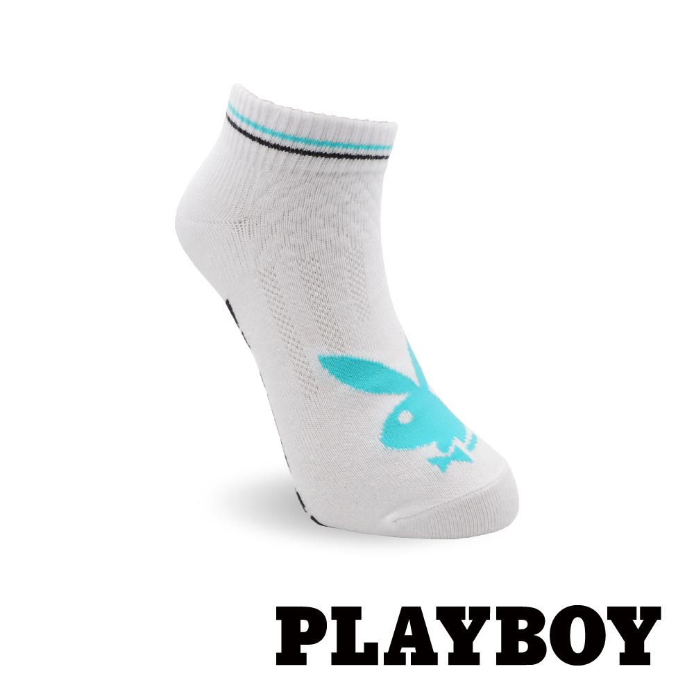 【襪款任選4雙$395 、9雙$750】 PLAYBOY 輕盈兔女短襪-白(BY6220)
