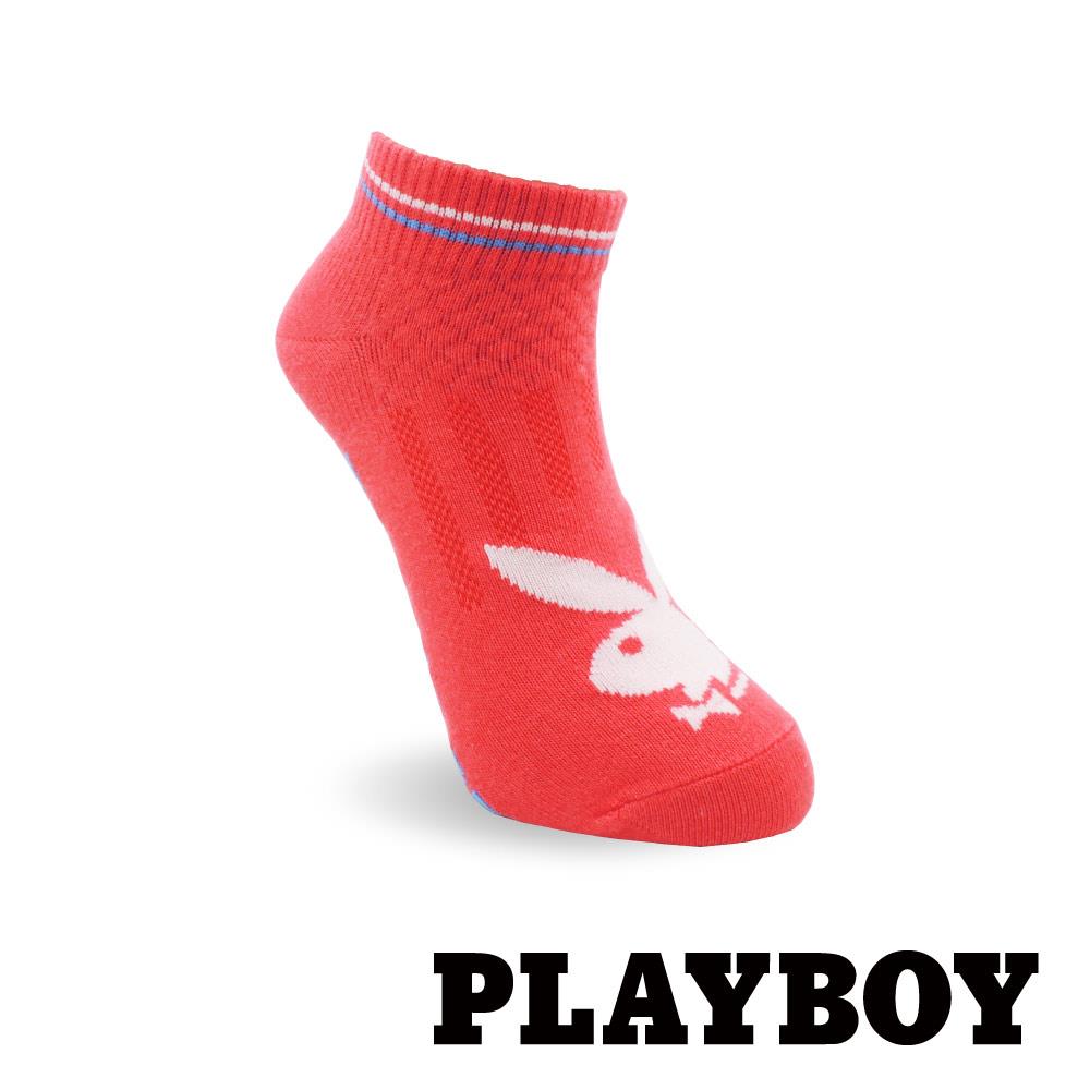 【襪款任選4雙$395 、9雙$750】 PLAYBOY 輕盈兔女短襪-紅(BY6220)