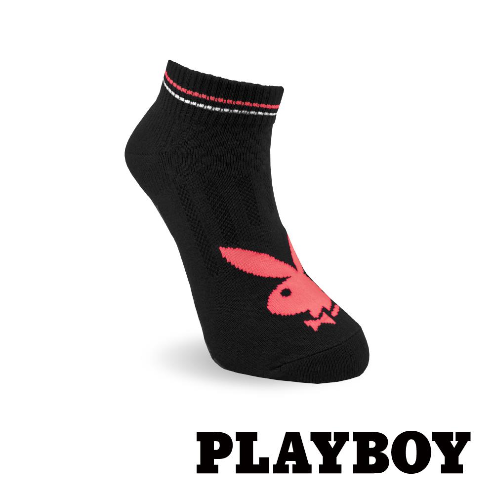 【襪款任選4雙$395 、9雙$750】 PLAYBOY 輕盈兔女短襪-黑(BY6220)