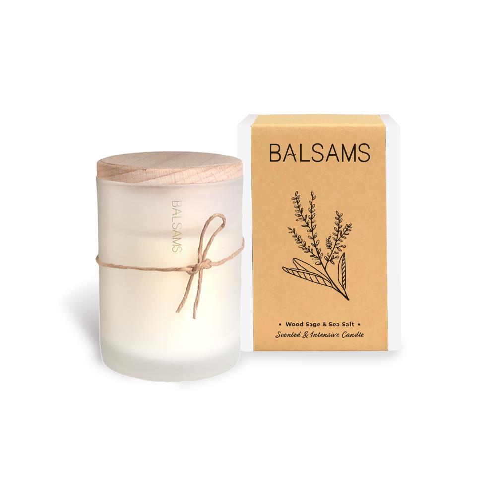 促銷【Balsams白森氏】香氛工藝蠟燭200g(白盒)-鼠尾草海鹽(效期2027/05/15)