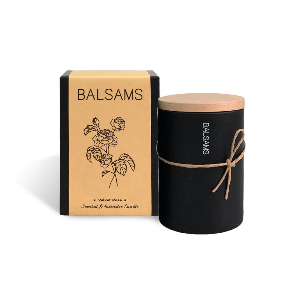 【Balsams 白森氏】香氛工藝蠟燭200g(黑盒)-絲絨玫瑰