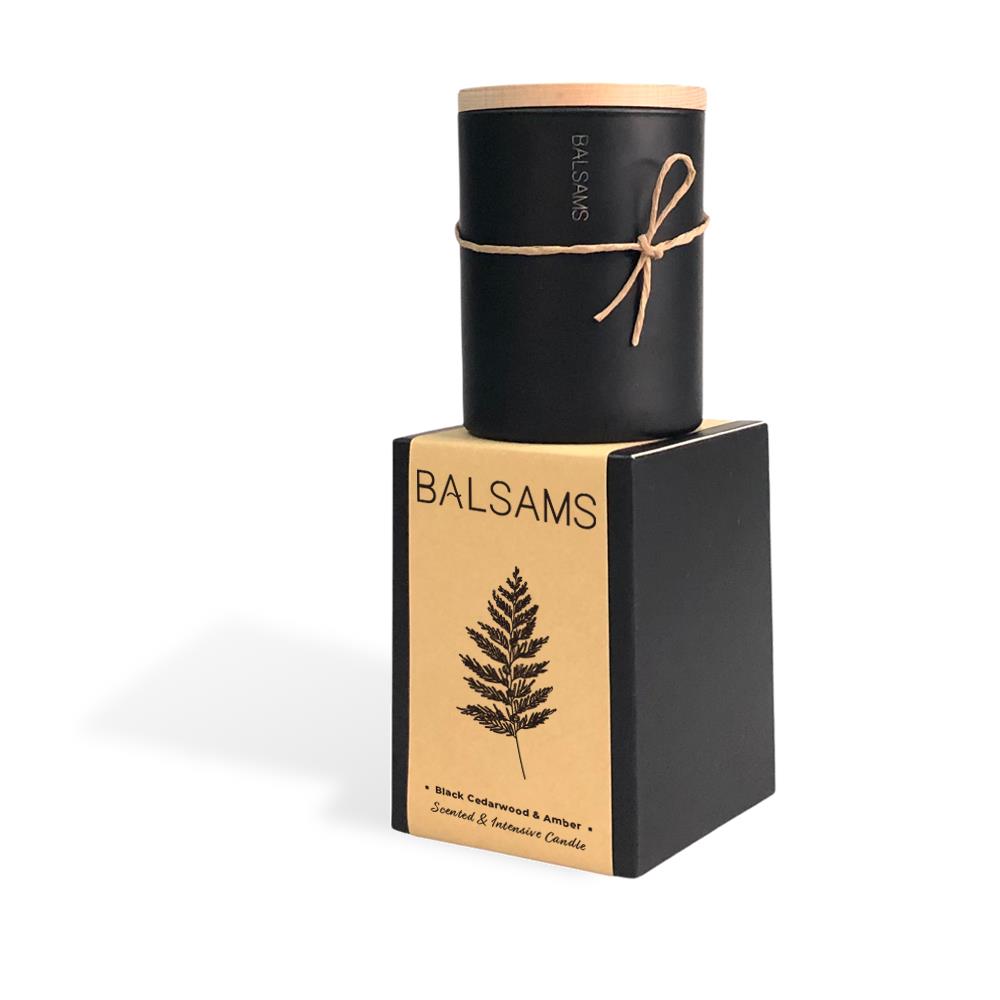 促銷【Balsams白森氏】香氛工藝蠟燭200g(黑盒)-黑雪松琥珀(效期2026/07/05)