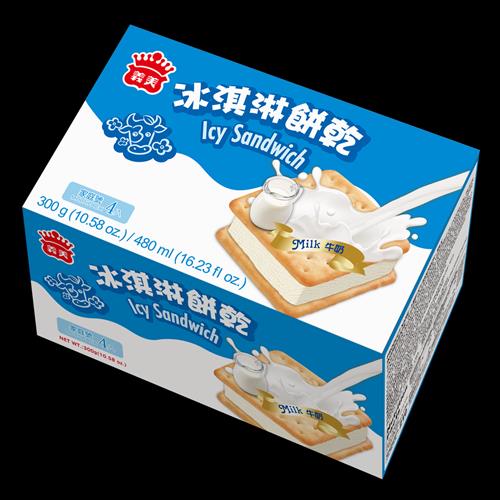 【冷凍店取－義美】牛奶冰淇淋餅乾（家庭號）(７５ｇ＊４入／盒)