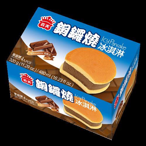 【冷凍店取－義美】巧克力銅鑼燒冰淇淋（家庭號）(８０ｇ＊４入／盒)
