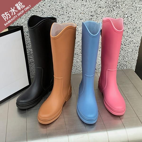 【36-41全尺碼】雨靴．時尚糖果色素面低跟長靴/中筒靴．白鳥麗子