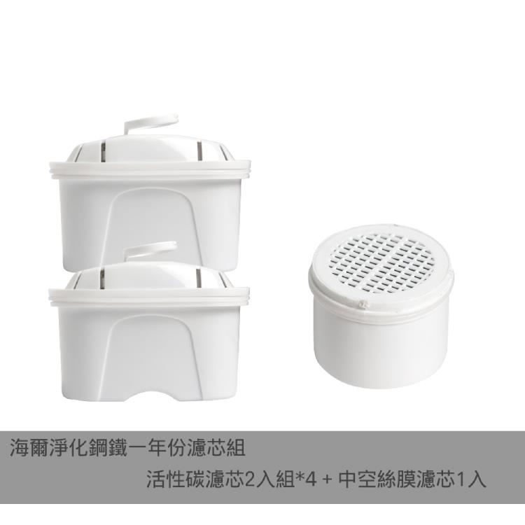 【Haier 海爾】瞬熱淨水器-全淨化海豚專用一年份濾芯組(活性碳濾芯2入x4組＋中空絲膜濾芯1入)