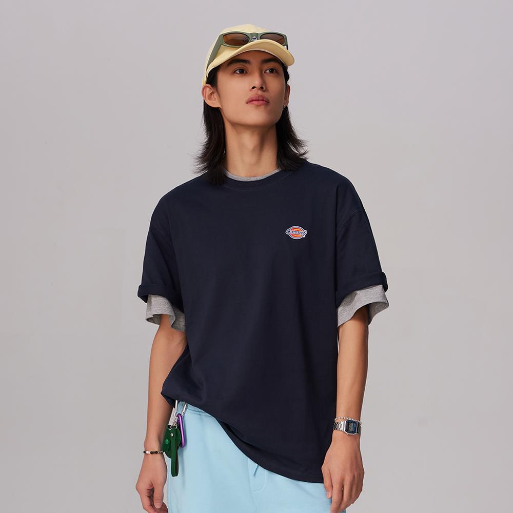 Dickies男女款深海軍藍純棉經典三色Logo短袖T恤|DK010991CG7