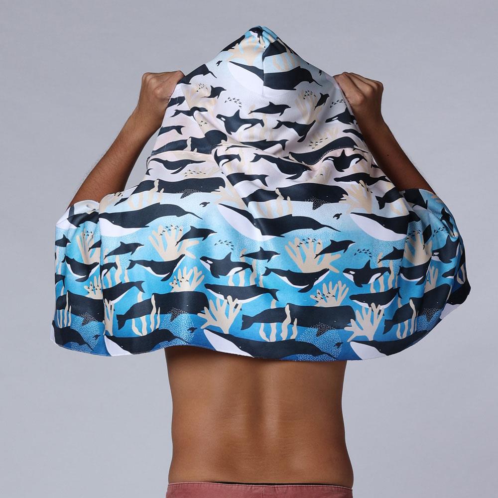 【海洋動物系列】 鯨魚海沙色款運動毛巾帽