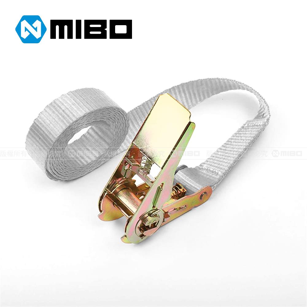 【福利品】MIBO 貨物綑綁帶 拉緊器 綑綁帶 布猴 捆綁帶 機車固定繩 固定綁帶 2.5cmX150cm 白 (非全新品)