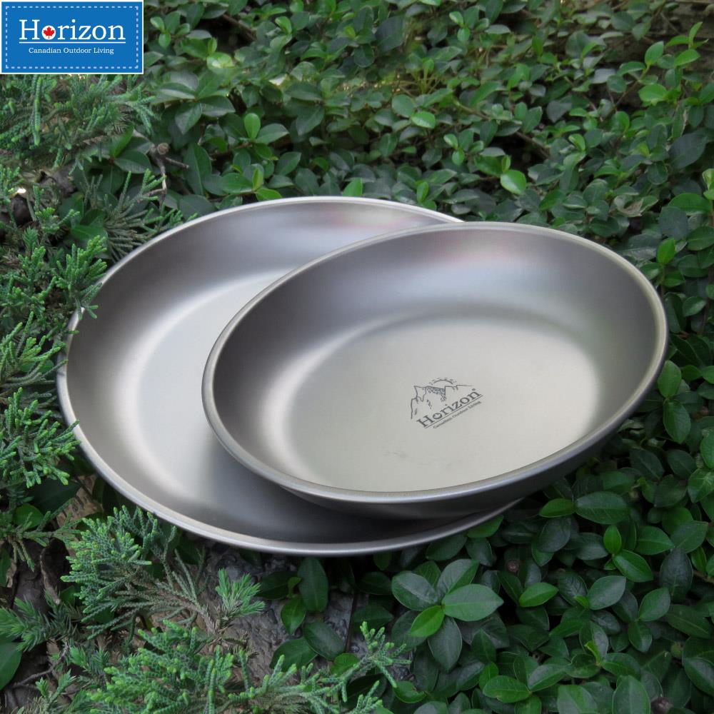 【Horizon 天際線】純鈦戶外野營餐盤雙盤組 (19cm+15cm)|登山露營推薦，輕量化純鈦餐具