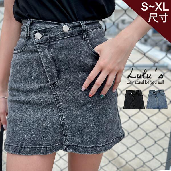 特價/帥性斜釦彈性牛仔褲裙S-XL２色【A05220054】