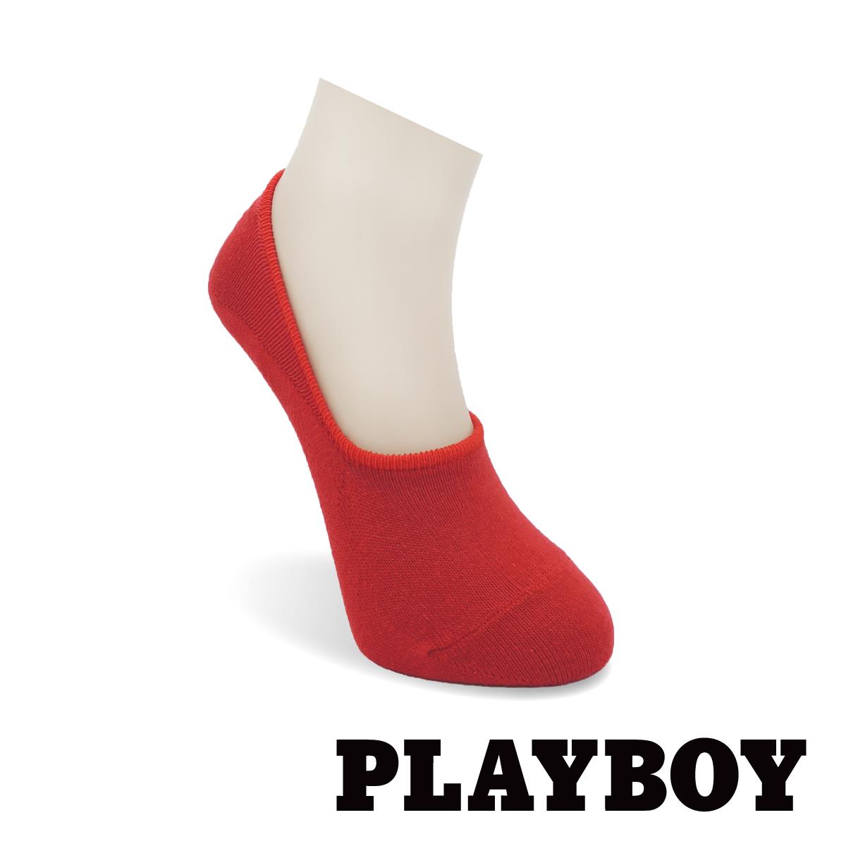 【襪款任選4雙$395 、9雙$750】 PLAYBOY 止滑隱形淺口女襪-紅(BY0419)
