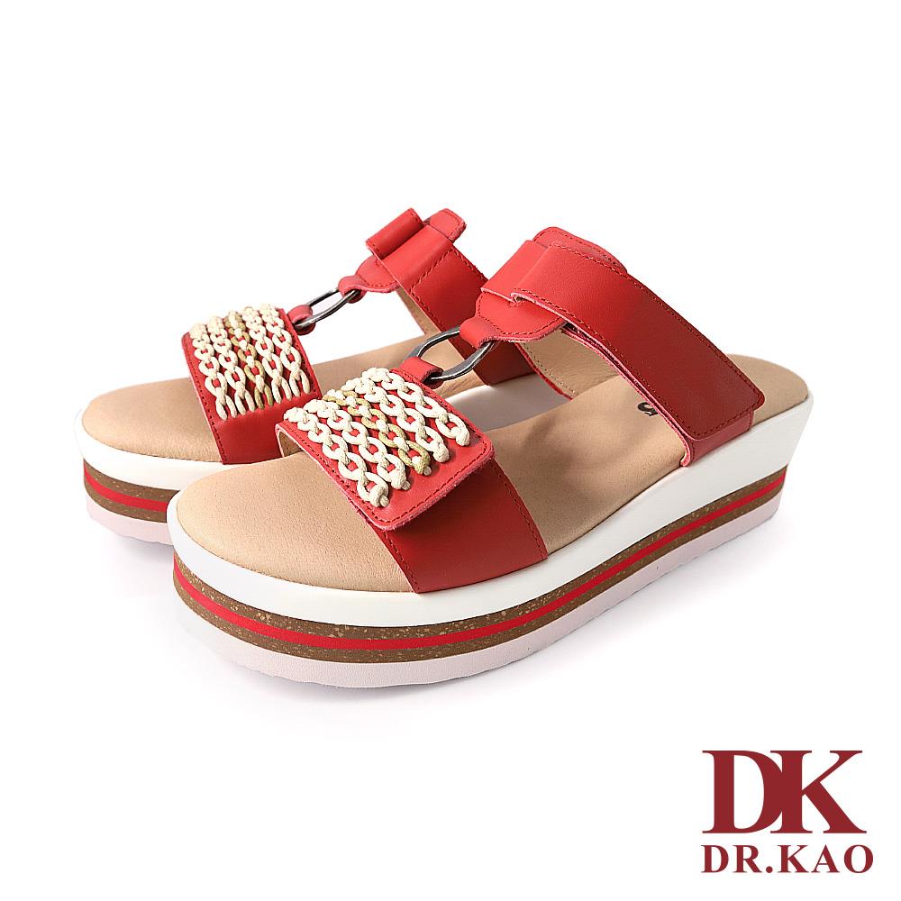 【DK 氣墊鞋】盛夏微風T字女涼鞋 75-2269-00 紅色