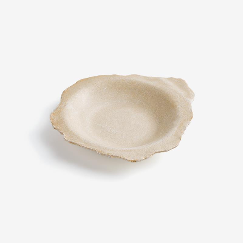 職人 手捻素燒 12cm 不規則陶瓷碟｜米白｜單品