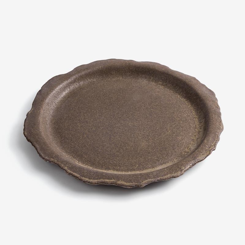 職人 手捻素燒 26cm 陶瓷圓盤｜暖棕｜單品