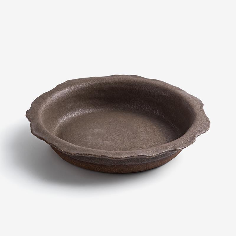 職人 手捻素燒 23.5cm 陶瓷深盤｜暖棕｜單品
