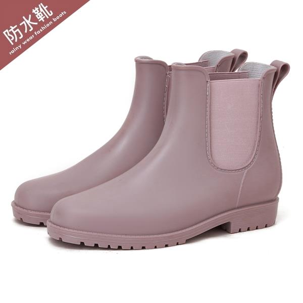 【37-43全尺碼】MIT百搭切爾西拼接短筒防水雨靴 - 奶茶色