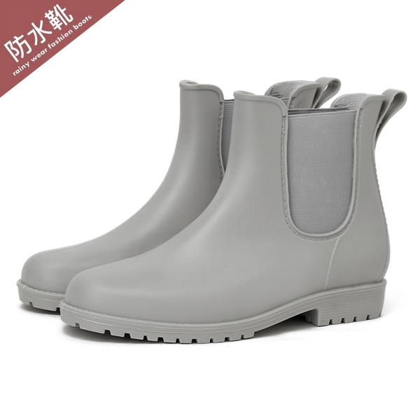 【37-43全尺碼】MIT百搭切爾西拼接短筒防水雨靴 - 灰色