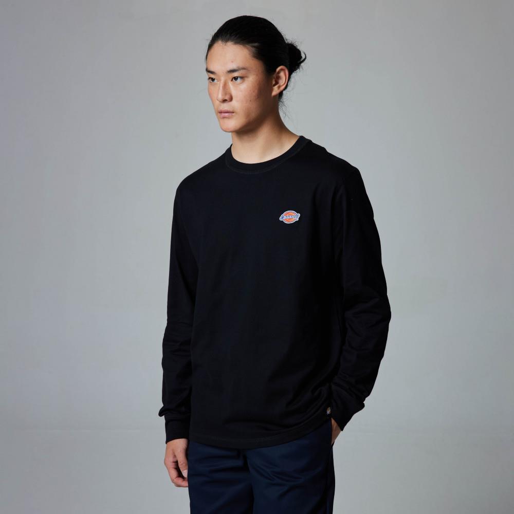 Dickies男款黑色純棉經典三色Logo長袖T恤|DK010983BLK