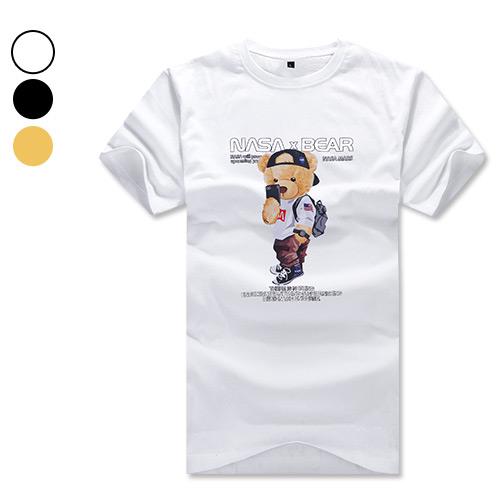 情侶短T恤 MIT韓版自拍的小熊NASA字母T純棉短袖上衣(3色) 現+預【NW622051】