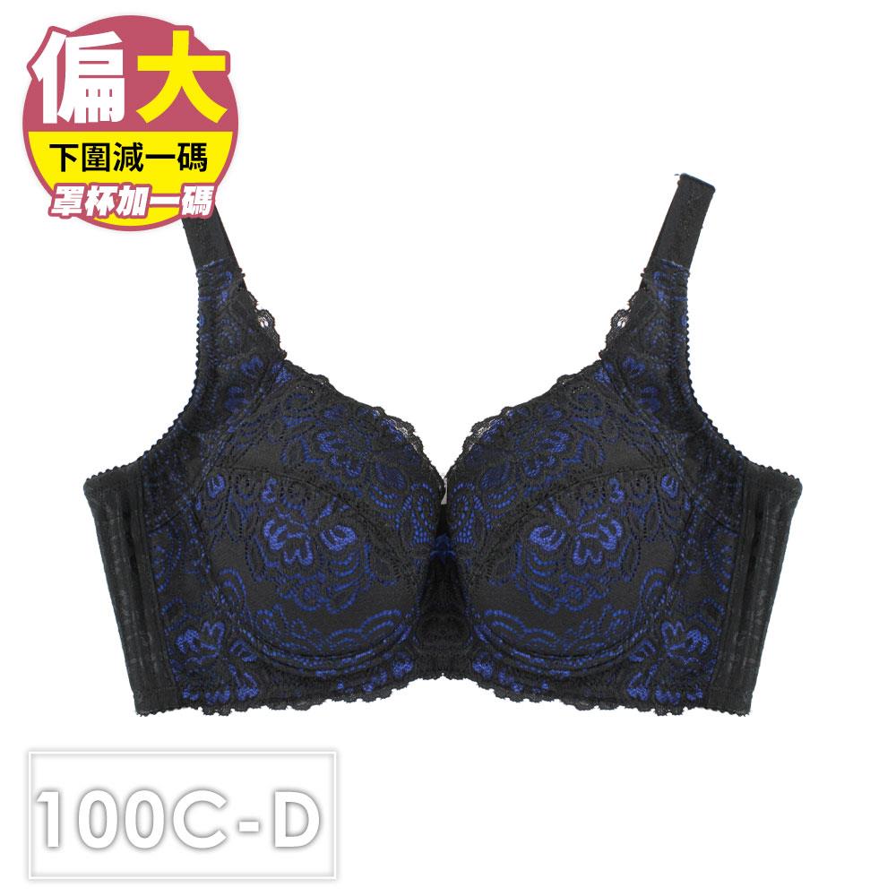 AYI內衣 大尺碼手捧胸5全罩調整機能款(100C&100D/藍黑)