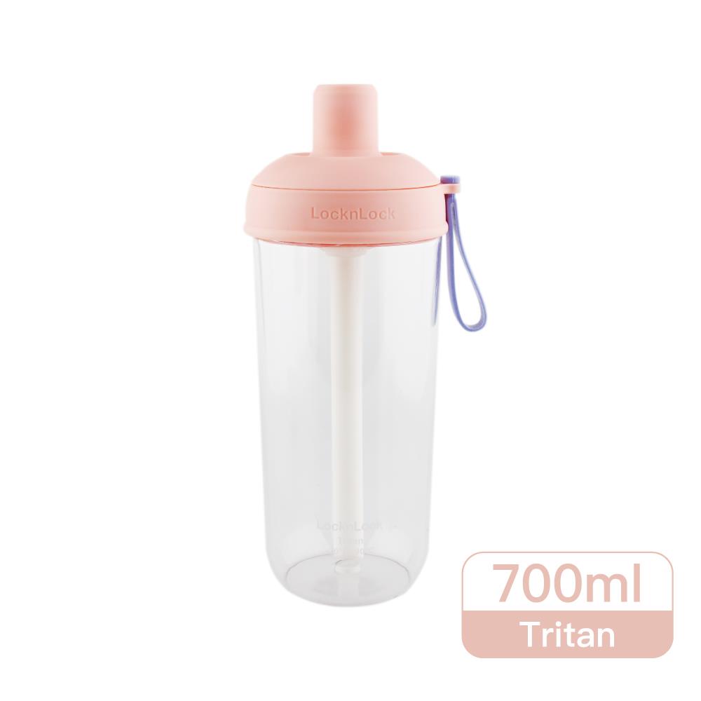 樂扣樂扣嚼對搖搖吸管杯700ml/粉嫩蜜光橘(ABF792OPIK)