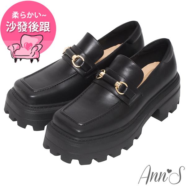 🤎付清節專區最高75折🤎Ann’S學院個性風-顯瘦厚底方頭樂福鞋5.5cm-黑