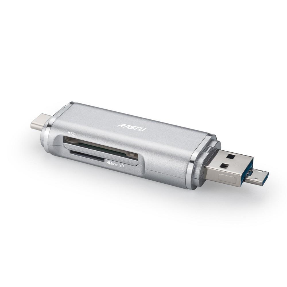 RASTO Type C+Micro+USB 三合一多功能OTG讀卡機(RT6)(尺寸：約7.8x2x1cm)