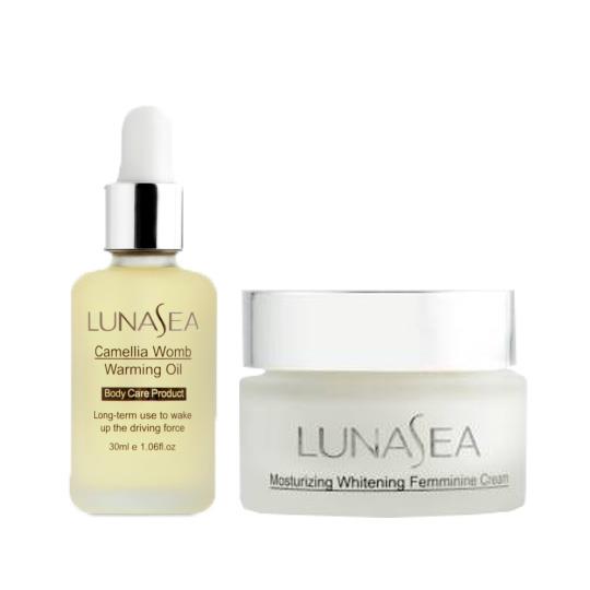 【LUNASEA璐娜希】青春彈潤美白私密處精華乳30ml(私密處保養)+山茶花暖宮精油30ml