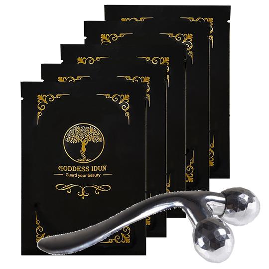 【Goddess Idun女神伊登】石墨烯天然植萃保濕面膜(5片/盒)+3D臉部滾輪按摩器