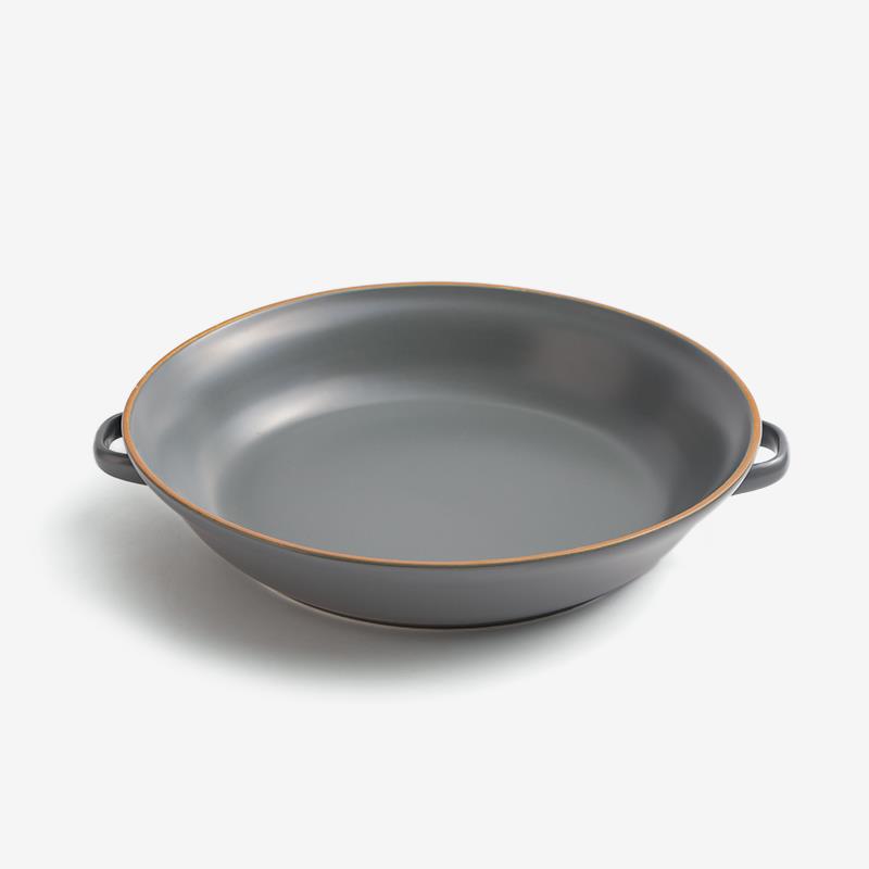 WAGA 樸質白玉 26cm 陶瓷雙耳盤｜霧灰｜單品