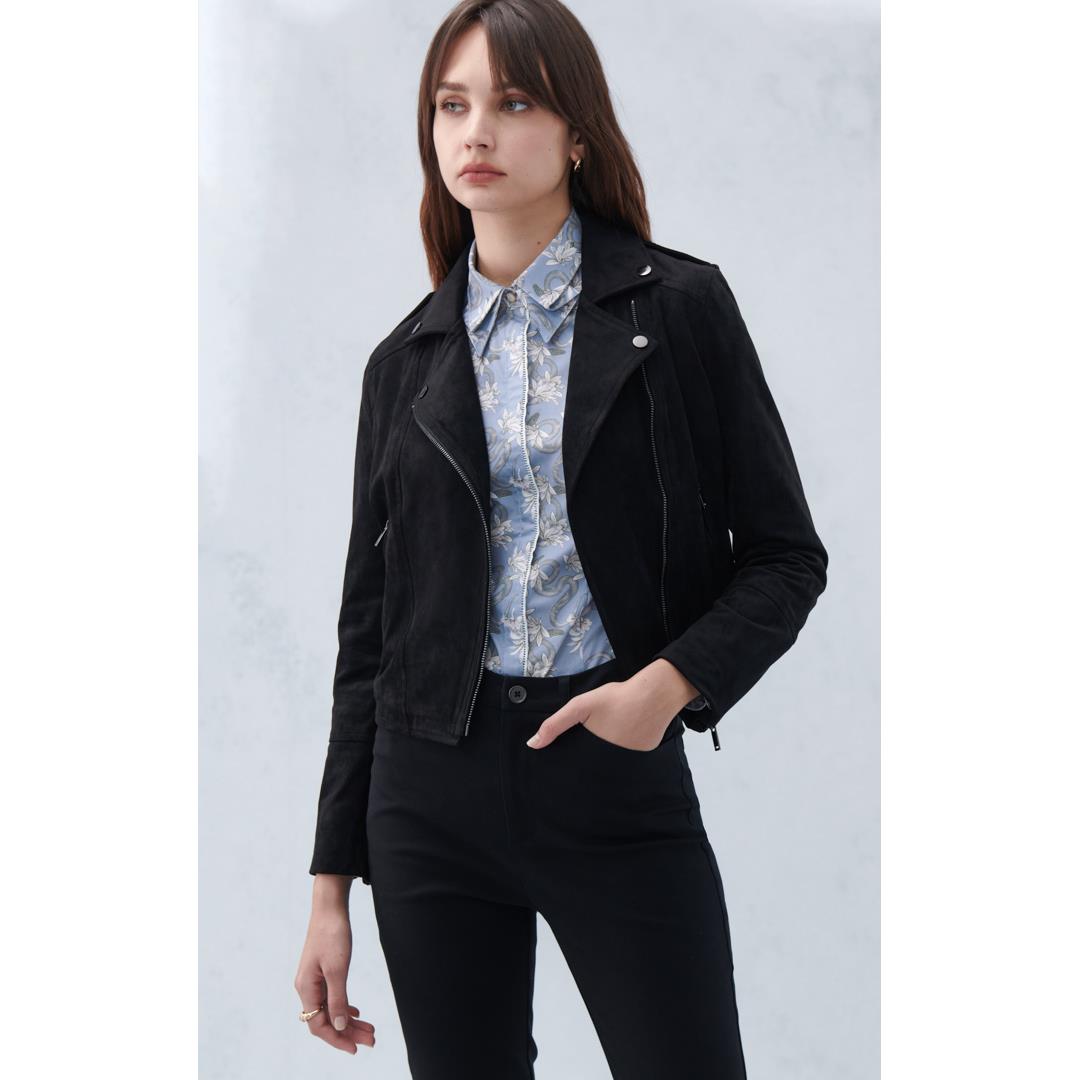 SST&C女裝 黑麂皮短版機車夾克 | 8162209002 (outlet)
