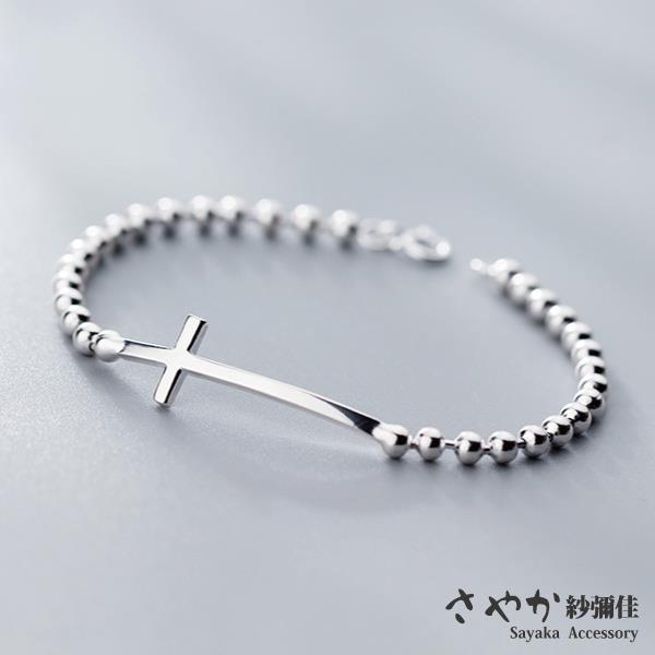 【Ｓａｙａｋａ紗彌佳】９２５純銀十字架造型圓珠手鍊(１入)
