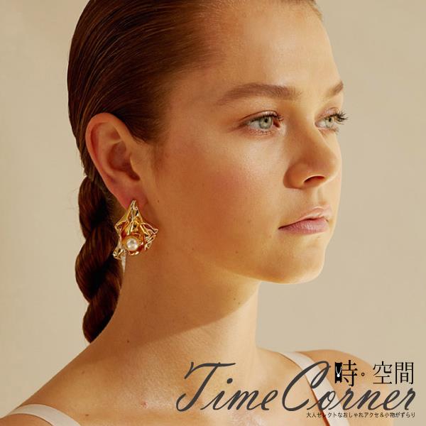 【時空間】不規則金屬褶皺造型珍珠耳環(９２５銀針年代感－單一色系)