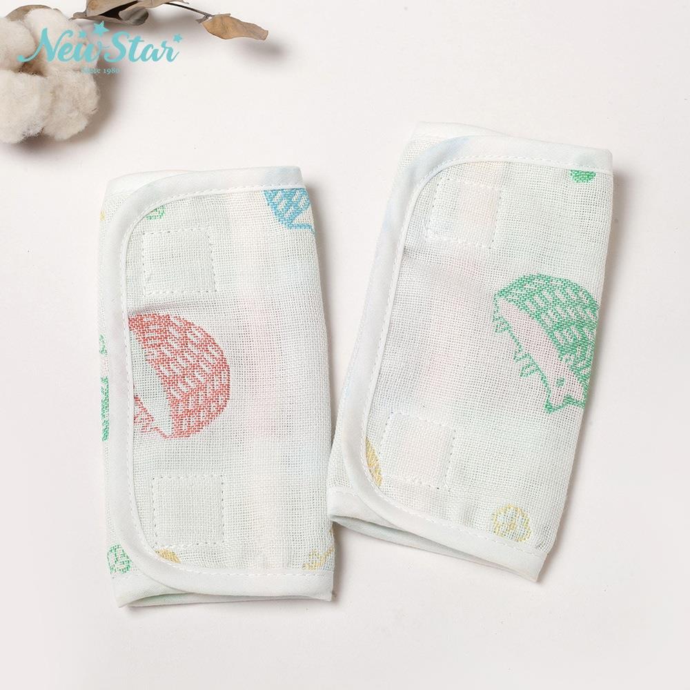 四層紗揹帶磨牙口水巾(2條入)。100%純棉。繽紛森林快樂小刺蝟。15x22cm。MIT台灣製造