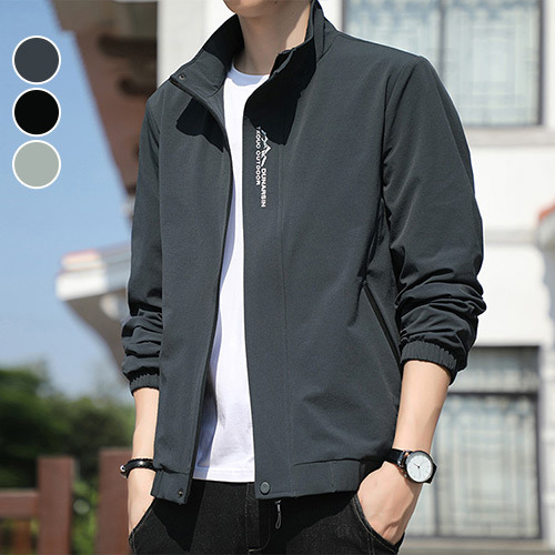 風衣外套 韓版開襟印字立領修身中大尺碼防風休閒夾克(3色) 現 預【NZ782010】