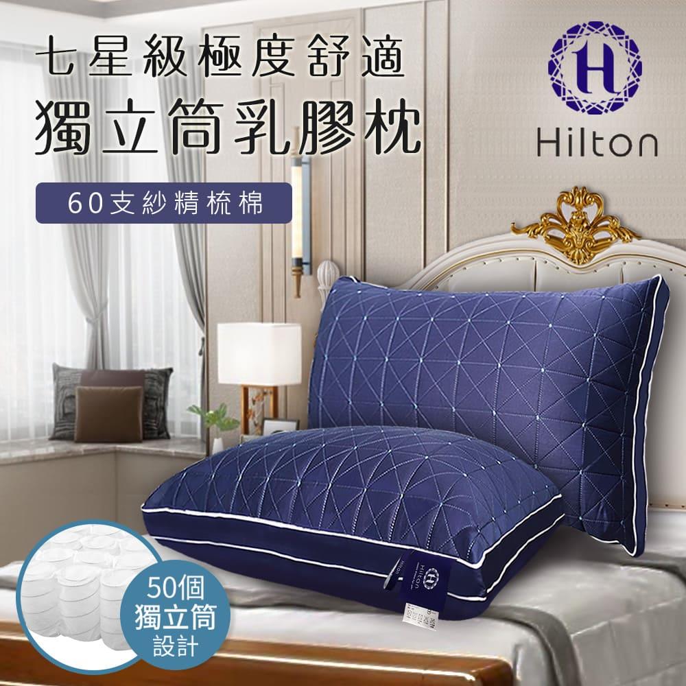 【Hilton希爾頓】七星級極度舒適獨立筒乳膠枕(藍（Ｂ０１１０－Ｎ）買一送一)
