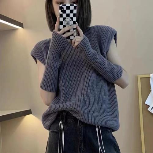 韓版慵懶風針織背心 小眾設計感袖套針織衫馬甲上衣(2色)小個子女裝-凱西娃娃