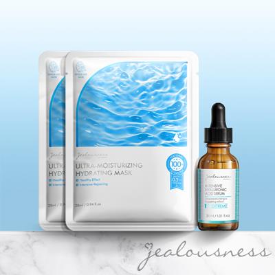 極水潤保濕面膜（2入組）+超水感玻尿酸保濕精華30ml