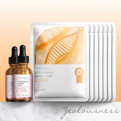 液態三重酸煥膚精華30mlx2+全修護緊緻面膜（7入組）